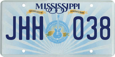 MS license plate JHH038