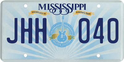 MS license plate JHH040