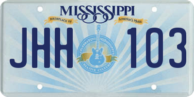 MS license plate JHH103