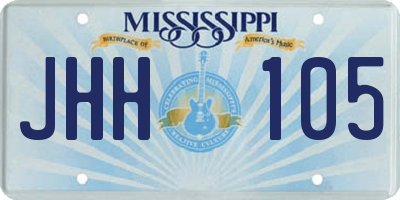 MS license plate JHH105