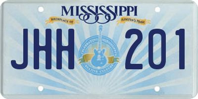 MS license plate JHH201