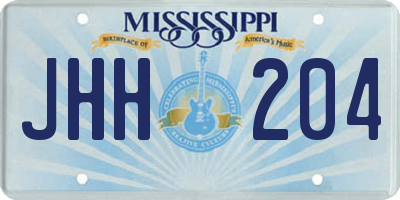 MS license plate JHH204