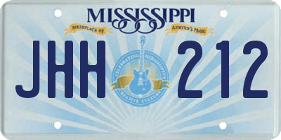 MS license plate JHH212