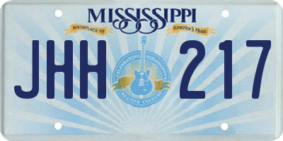 MS license plate JHH217