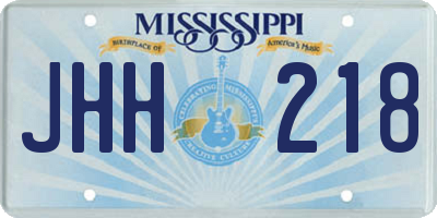 MS license plate JHH218