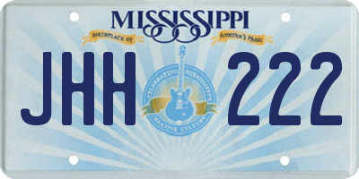MS license plate JHH222