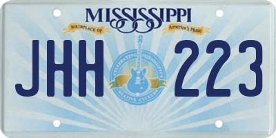 MS license plate JHH223