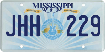 MS license plate JHH229
