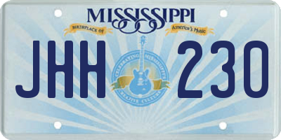 MS license plate JHH230