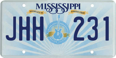 MS license plate JHH231