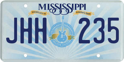 MS license plate JHH235