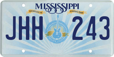 MS license plate JHH243