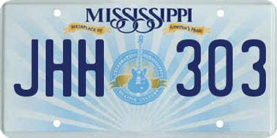 MS license plate JHH303