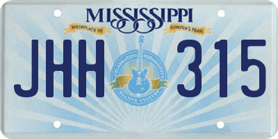 MS license plate JHH315