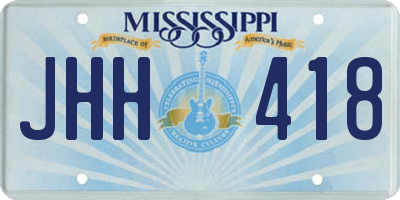 MS license plate JHH418