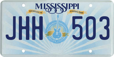 MS license plate JHH503