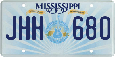 MS license plate JHH680