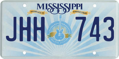MS license plate JHH743