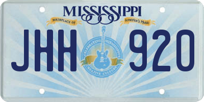MS license plate JHH920