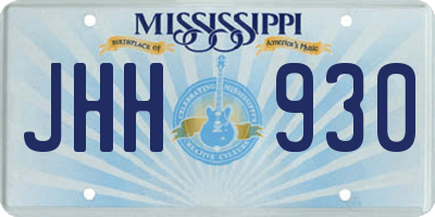 MS license plate JHH930