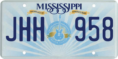 MS license plate JHH958