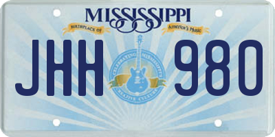 MS license plate JHH980