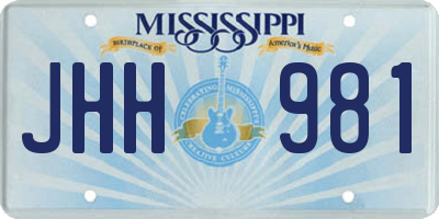 MS license plate JHH981