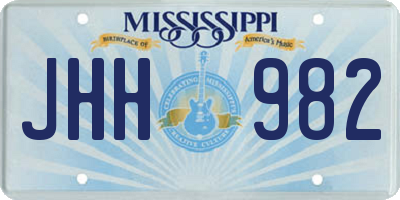 MS license plate JHH982