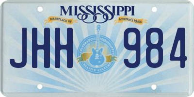 MS license plate JHH984