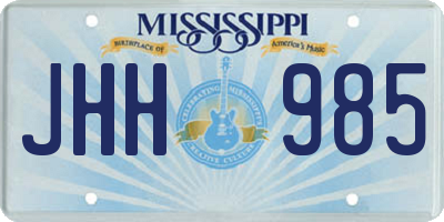 MS license plate JHH985