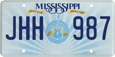 MS license plate JHH987