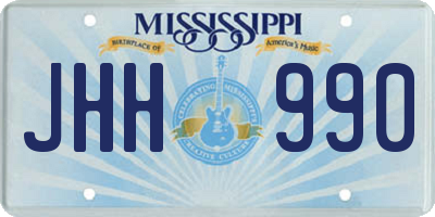 MS license plate JHH990