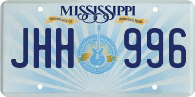 MS license plate JHH996