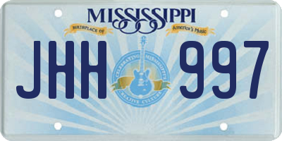 MS license plate JHH997