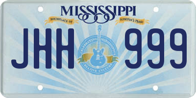 MS license plate JHH999