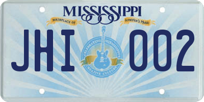MS license plate JHI002