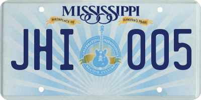 MS license plate JHI005