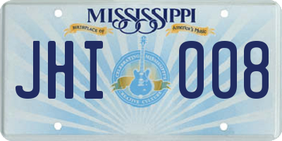 MS license plate JHI008