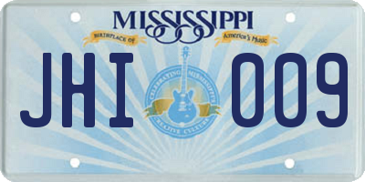 MS license plate JHI009