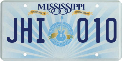 MS license plate JHI010