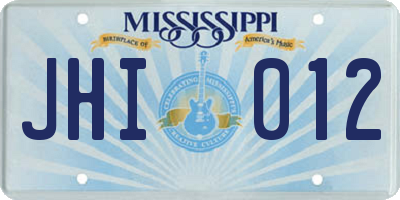MS license plate JHI012