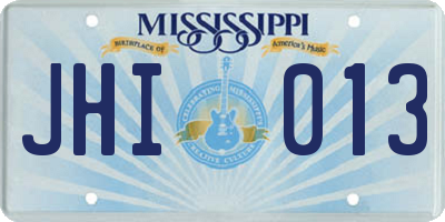 MS license plate JHI013