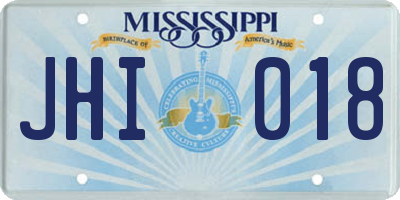 MS license plate JHI018