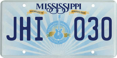 MS license plate JHI030
