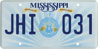 MS license plate JHI031