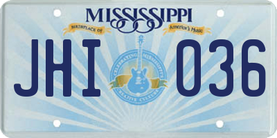MS license plate JHI036