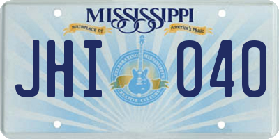 MS license plate JHI040