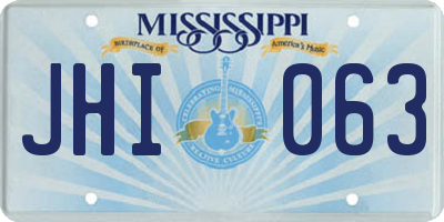 MS license plate JHI063