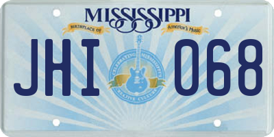 MS license plate JHI068