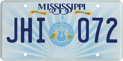 MS license plate JHI072